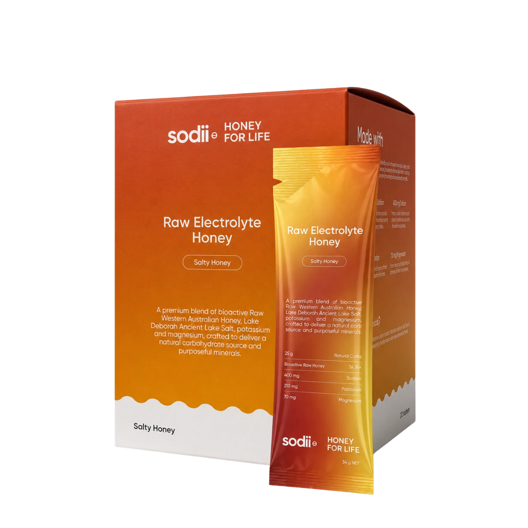 Sodii Raw Electrolyte Honey natural carbohydrate and electrolyte gel with Western Australian Marri honey