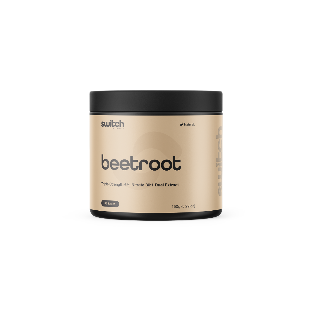 Switch Nutrition Triple Strength Beetroot Extract – 6% nitrates performance supplement, 30:1 beetroot powder, available at Nutrition Capital Australia