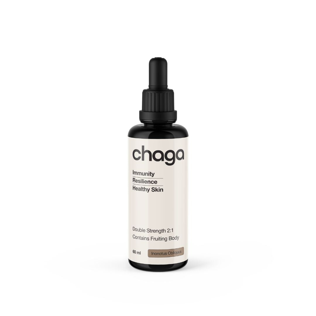 Switch Nutrition Chaga liquid mushroom extract 2:1 immune support antioxidant supplement in Miron glass bottle