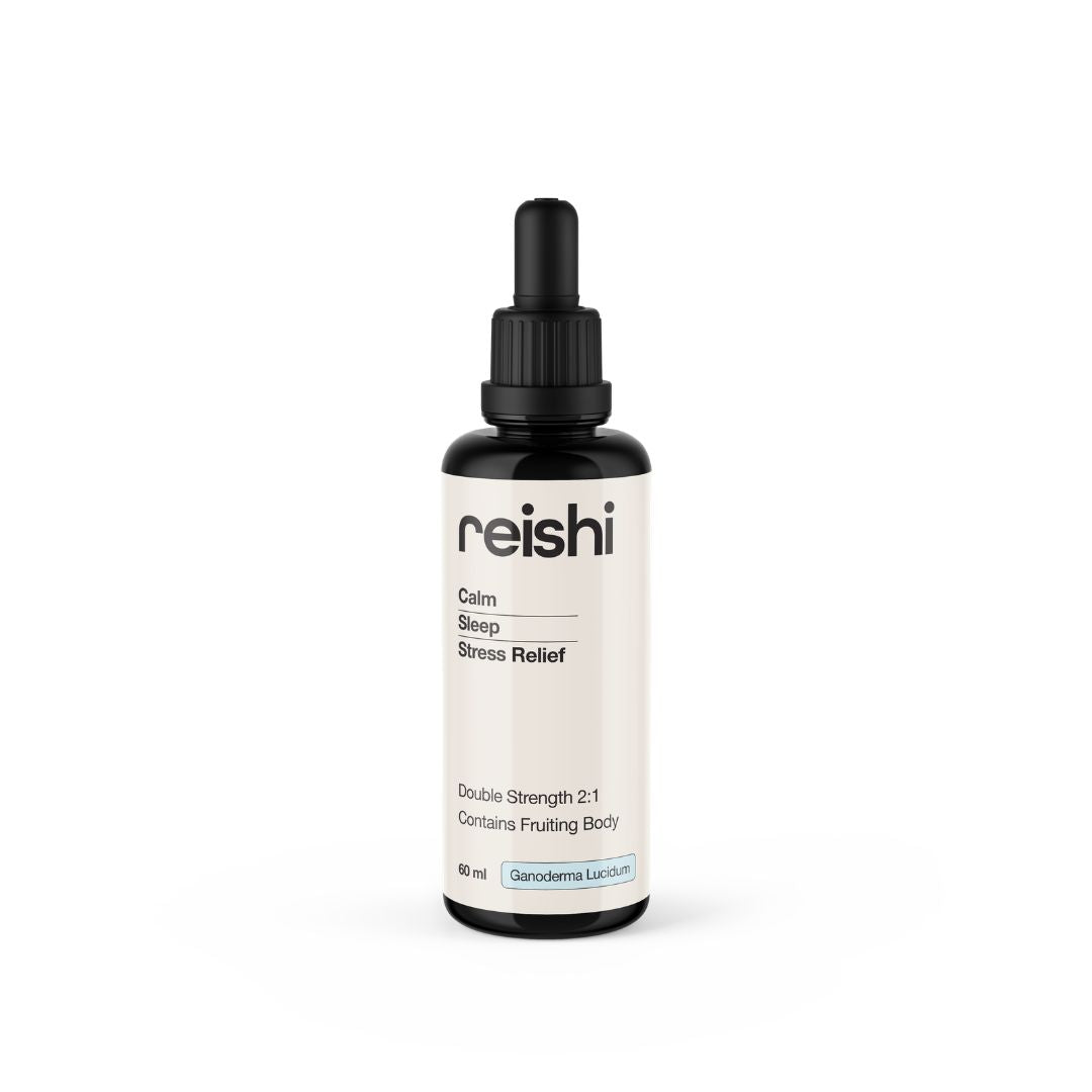 Switch Nutrition Reishi liquid mushroom extract 2:1 for stress sleep and immune support in Miron glass bottle