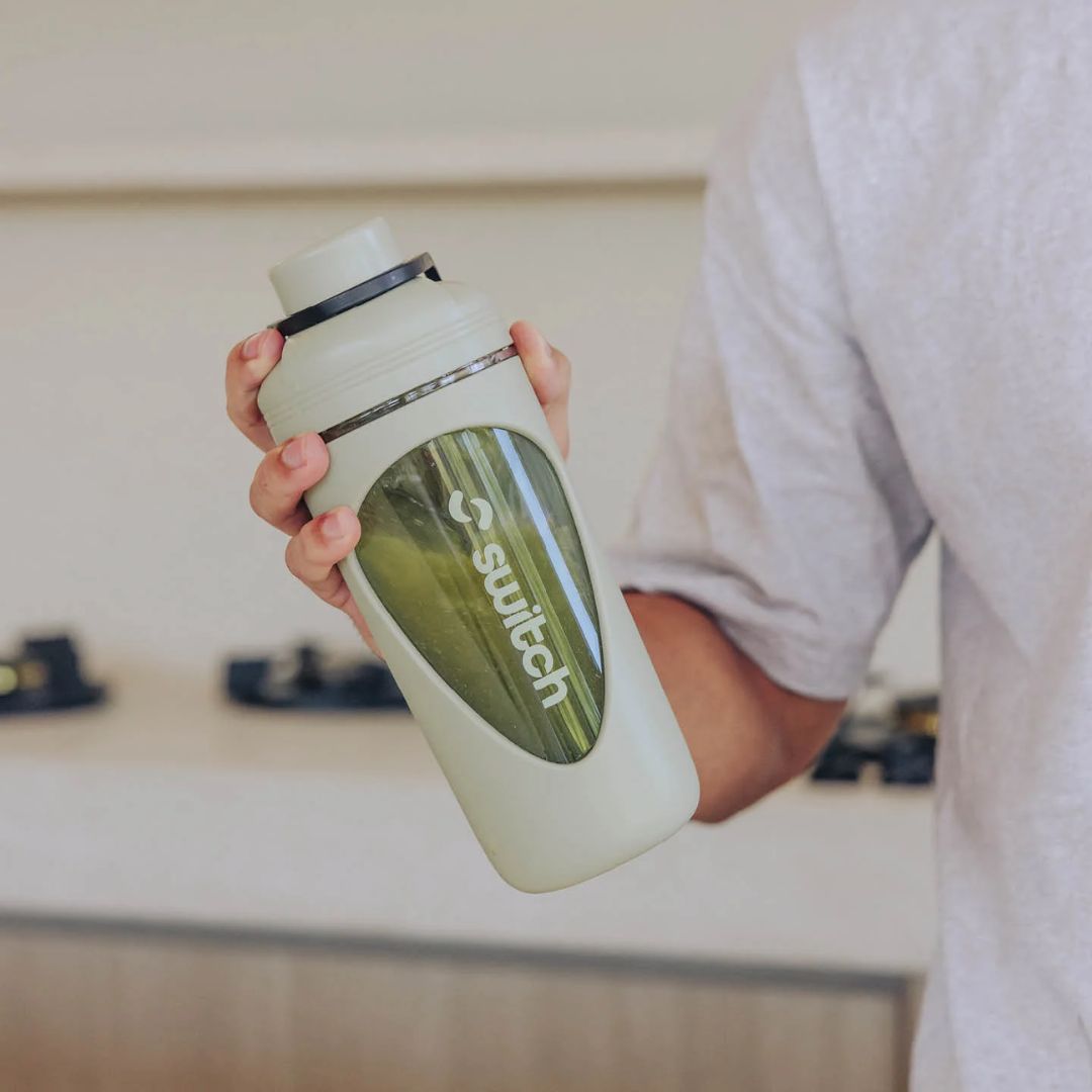 Premium Daily Shaker Bottle with leak-proof lid and BPA-free design for mixing protein shakes, greens and powdered supplements from Nutrition Capital.