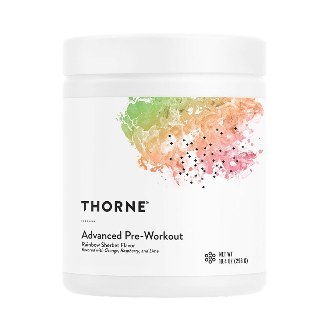 Thorne Advanced Pre-Workout powder rainbow sherbet flavour supplement for energy focus endurance NSF Certified Sport Australia
