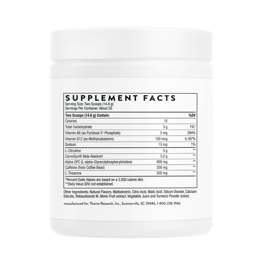 Thorne Advanced Pre-Workout powder rainbow sherbet flavour supplement for energy focus endurance NSF Certified Sport Australia