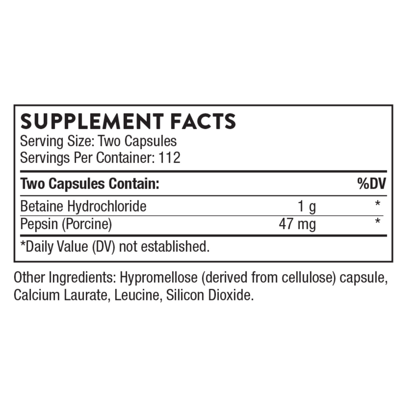 Thorne Betaine HCL & Pepsin - Nutrition Capital
