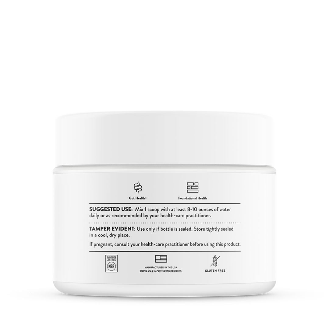 Thorne Magnesium Citrate Powder Citrus Berry container providing 250mg elemental magnesium per serving in a fast-dissolving powder format.