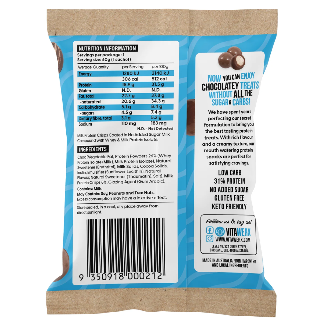 Vitawerx Milk Choc Puff'd Protein Crisps
