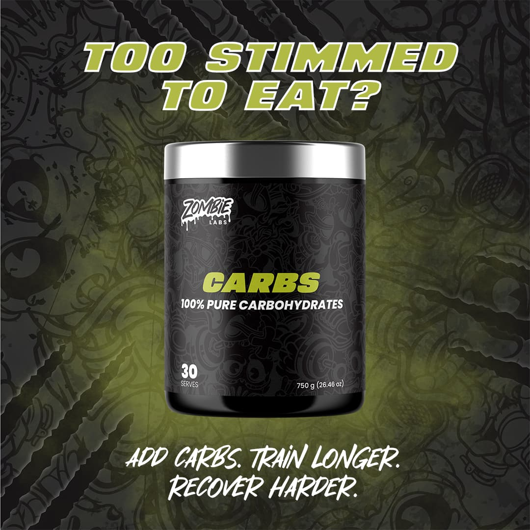 High-quality Zombie Labs Carbs supplement – pure maltodextrin and glucose powder for fast energy, endurance, and recovery – available from Nutrition Capital Australia.