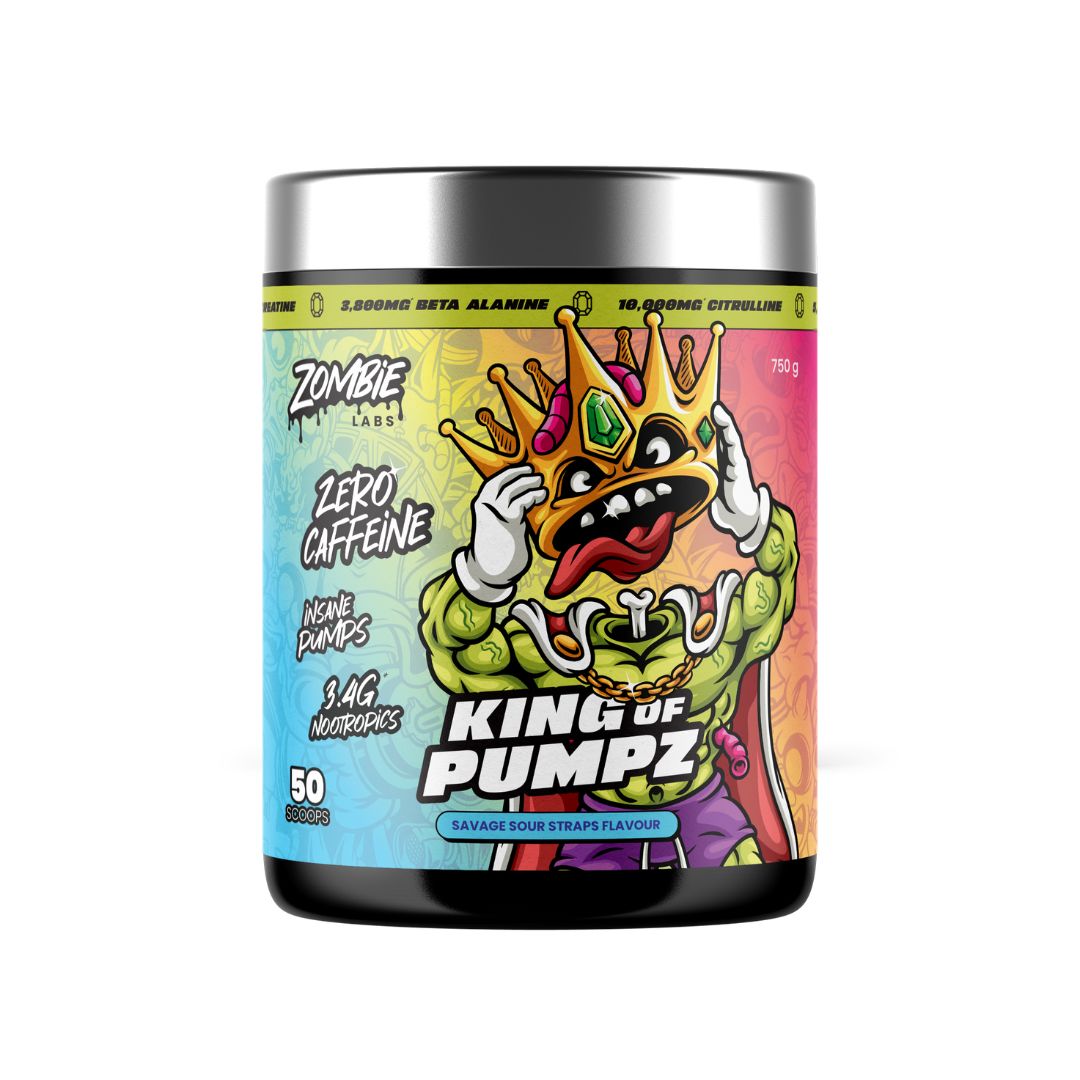Zombie Labs King of Pumpz non-stim pre workout pump formula with 10g citrulline, creatine and beta alanine available at Nutrition Capital Victoria